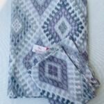 PERCALE COTTON IKKAT PRINT BEDSHEET WITH TWO PILLOW COVERS   - PURPLE BARFI