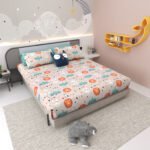 ANIMAL CARNIVAL ORANGE SOFT COTTON KIDS BEDSHEET 100x108