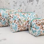SET OF THREE COSMETIC BAG/POUCHES WITH WATERPROOF LINING
