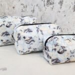 SET OF THREE COSMETIC BAG/POUCHES WITH WATERPROOF LINING
