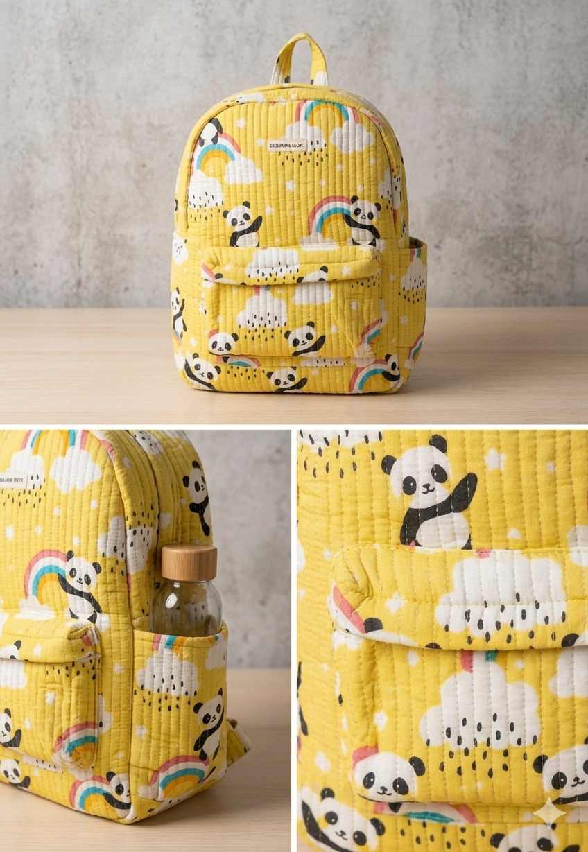 Handmade Quilted Cotton Backpack - Image 2