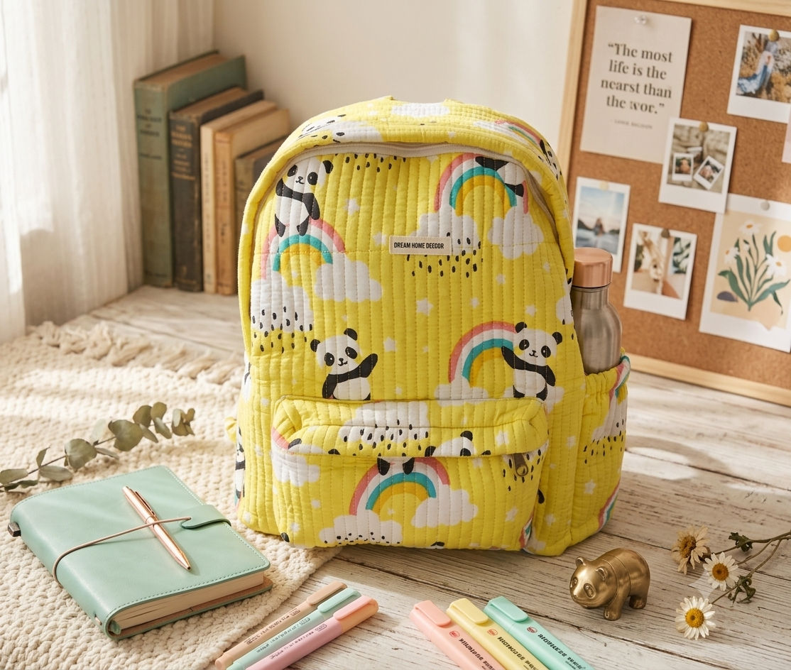 Handmade Quilted Cotton Backpack - Image 3