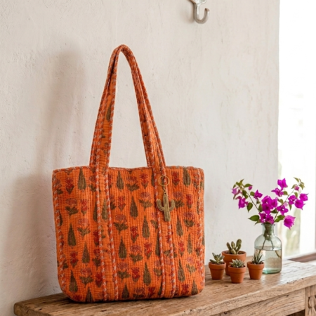 Handmade Quilted Cotton Tote Bag
