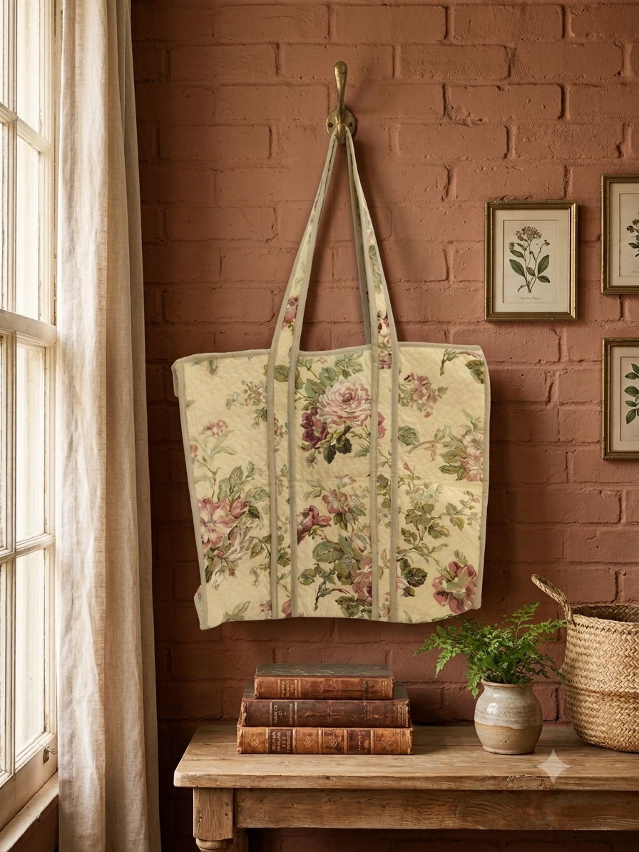 Handmade Quilted Cotton Tote Bag