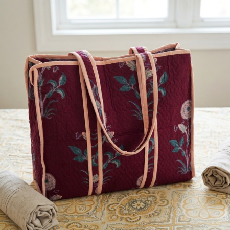 Handmade Quilted Cotton Tote Bag