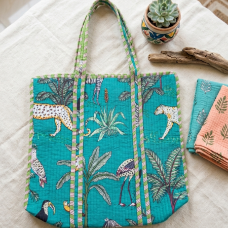 Handmade Quilted Cotton Tote Bag