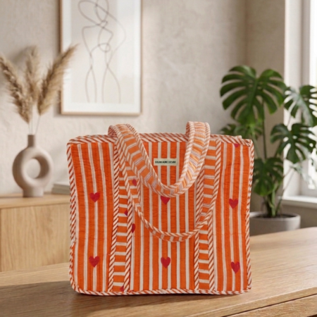 Handmade Quilted Cotton Mini Tote Bag