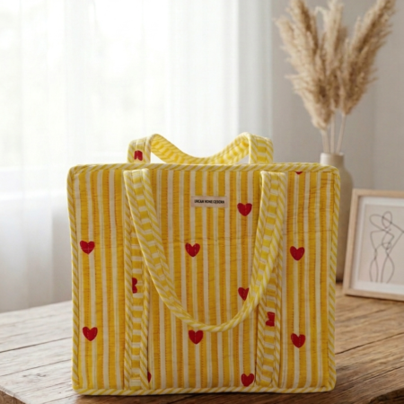 Handmade Quilted Cotton Mini Tote Bag