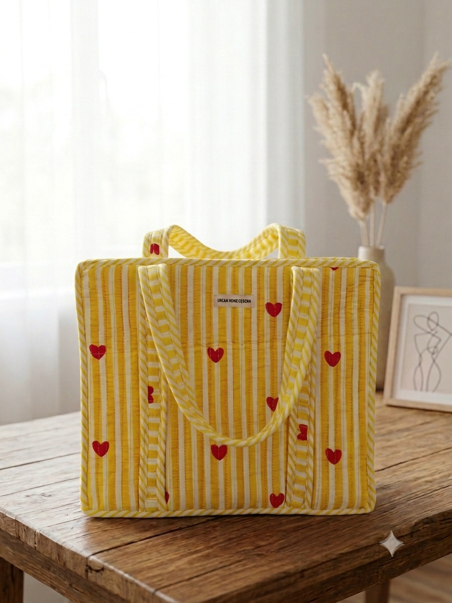 Handmade Quilted Cotton Mini Tote Bag
