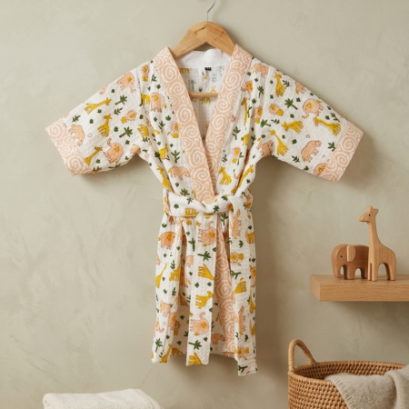 HANDBLOCK PURE COTTON KIDS BATHROBE
