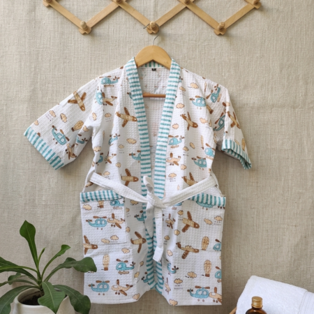 HANDBLOCK PURE COTTON KIDS BATHROBE
