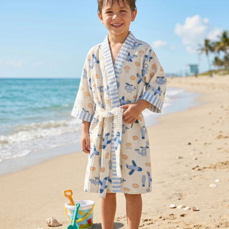 HANDBLOCK PURE COTTON KIDS BATHROBE