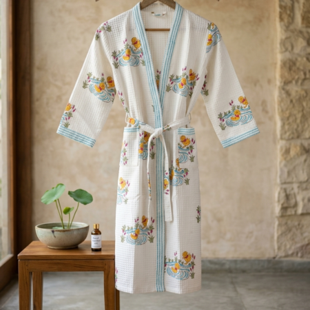 HANDBLOCK PURE COTTON KIDS BATHROBE