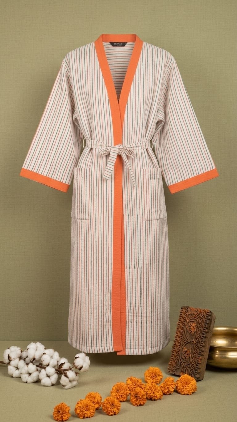 Hand block Pure Cotton Adult Bathrobe - Image 2