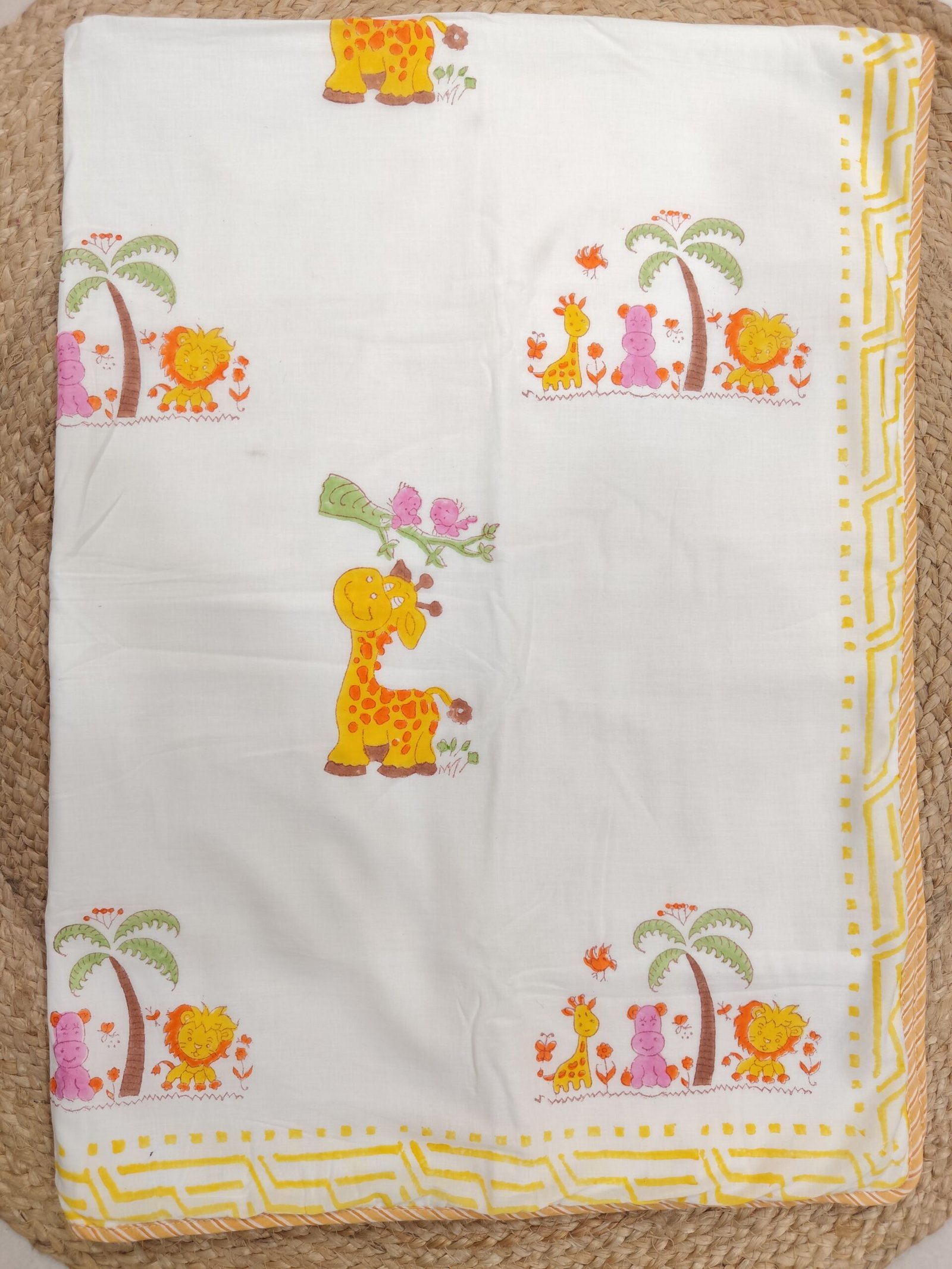 HAND BLOCK PRINTED REVERSIBLE MULMUL BABY DOHAR - Image 4