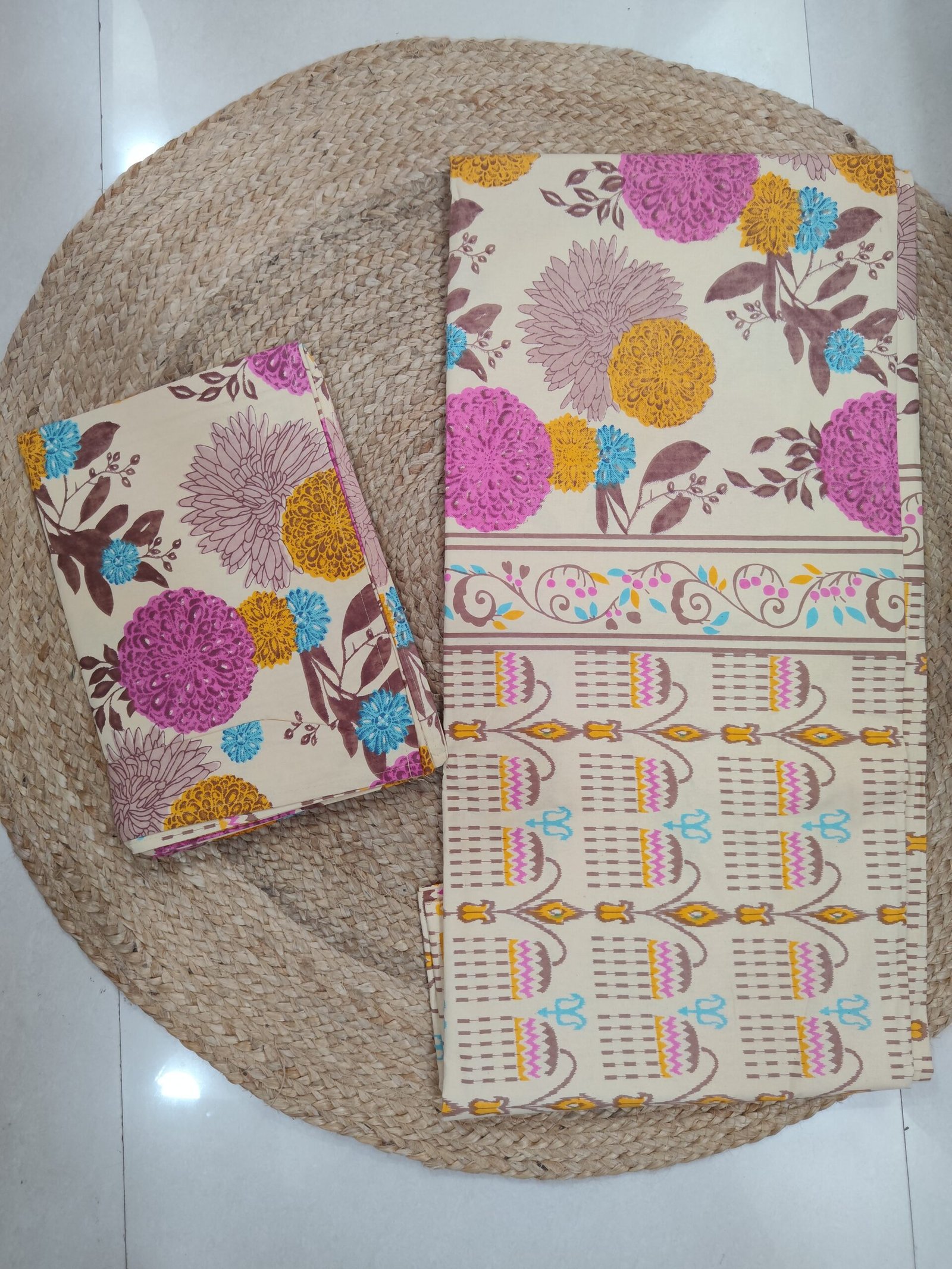 Guldasta - Beige Bedsheet (108x108 Inches) - Image 2