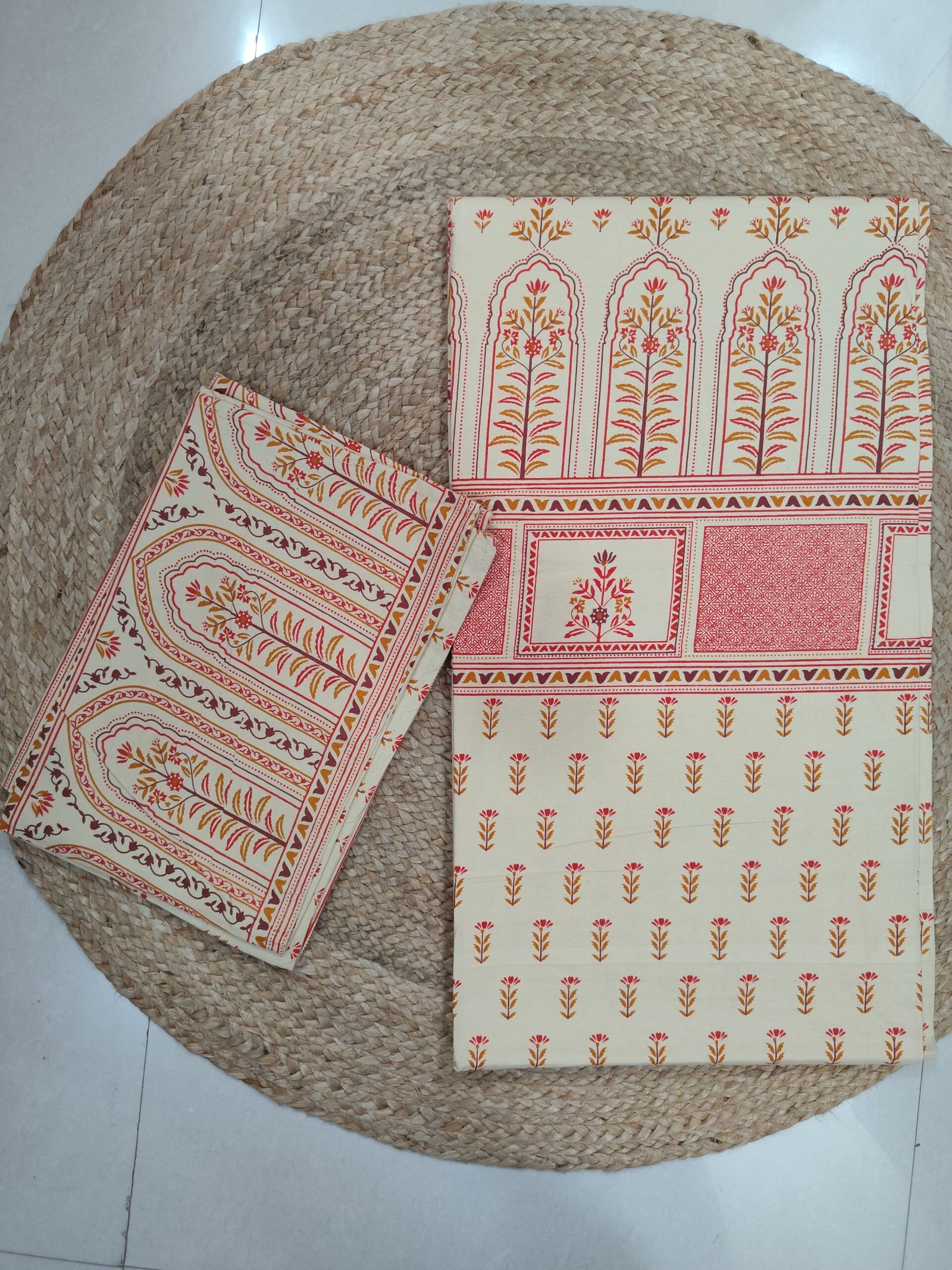 Kaya - Beige Red Bedsheet (108x108 Inches) - Image 2