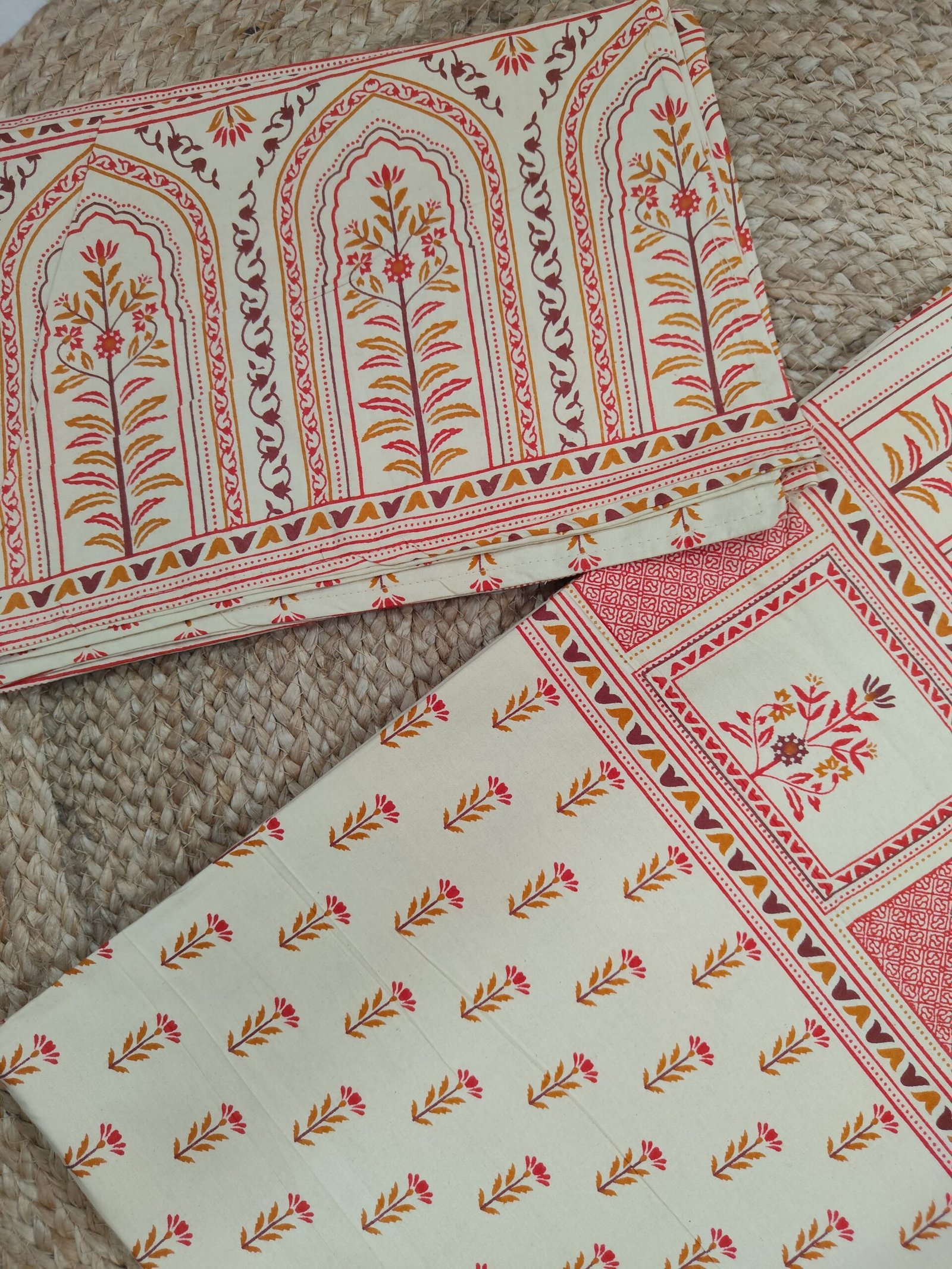 Kaya - Beige Red Bedsheet (108x108 Inches) - Image 4