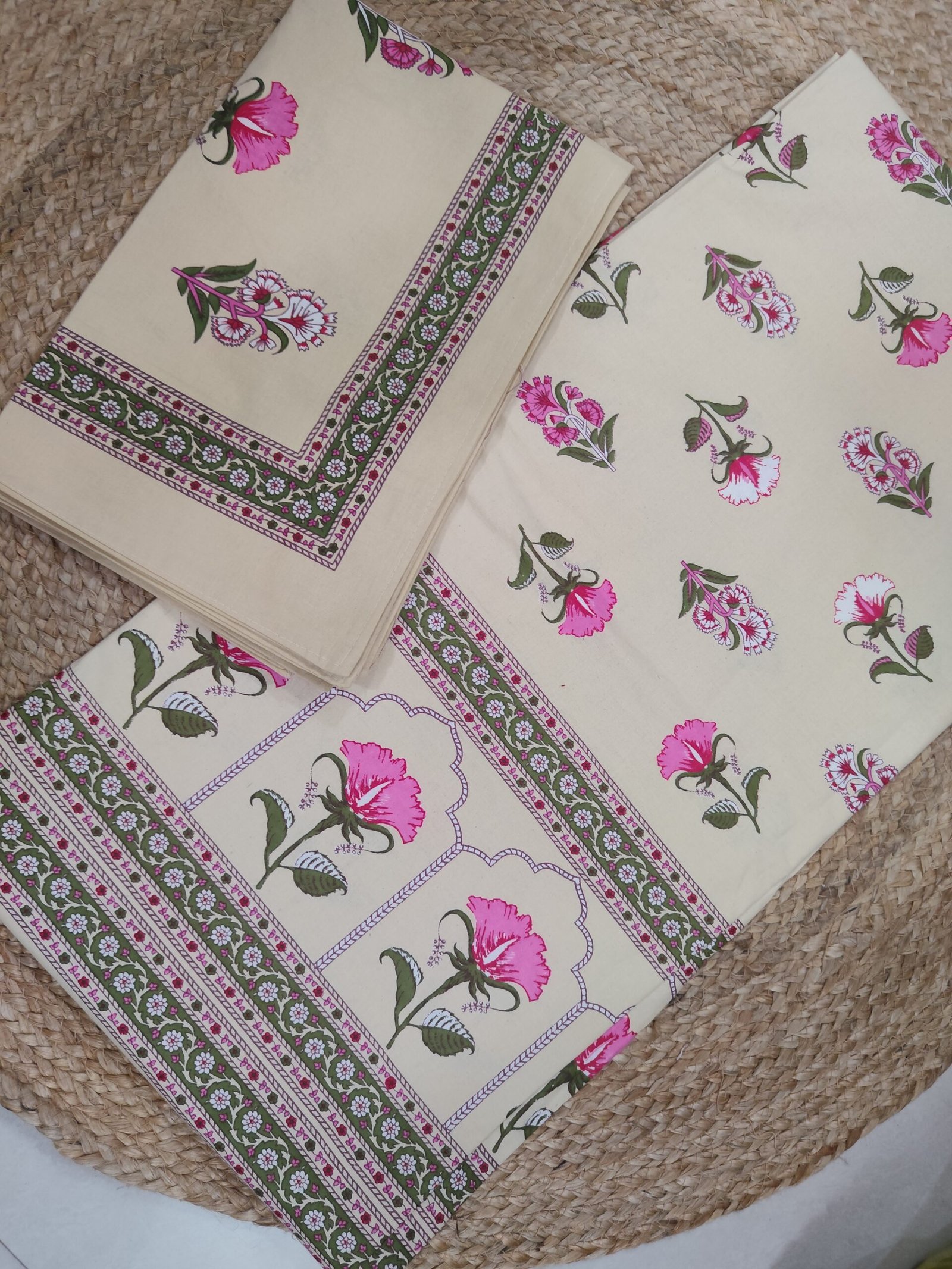 Gulfam - Beige Pink Bedsheet (108x108 Inches) - Image 3