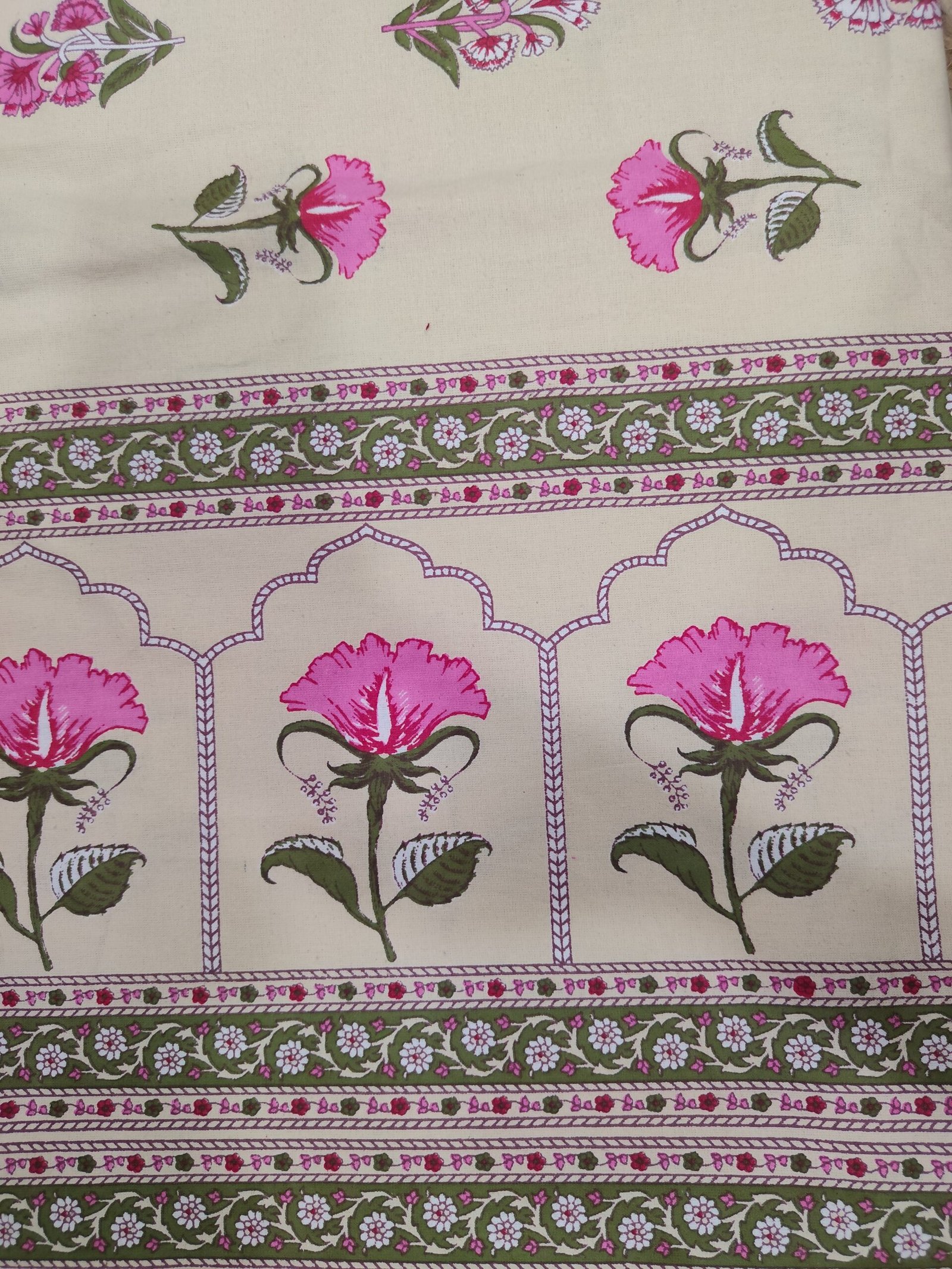 Gulfam - Beige Pink Bedsheet (108x108 Inches) - Image 4