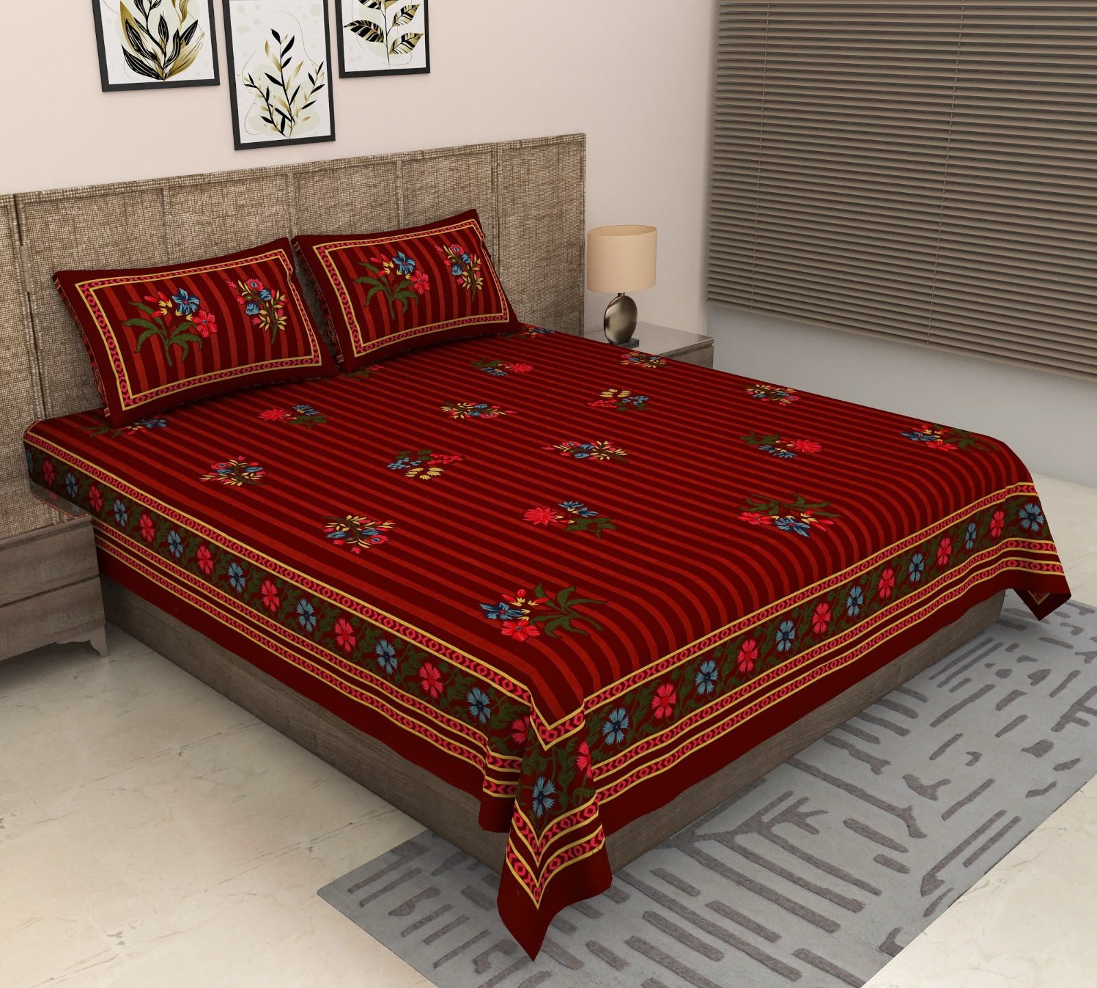 Meher - Red Bedsheet (108x108 Inches)