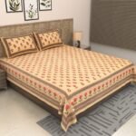 Gulfam - Beige Pink Bedsheet (108x108 Inches)