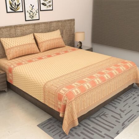 Kaya - Beige Red Bedsheet (108x108 Inches)