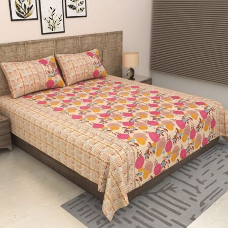 Guldasta - Beige Bedsheet (108x108 Inches)