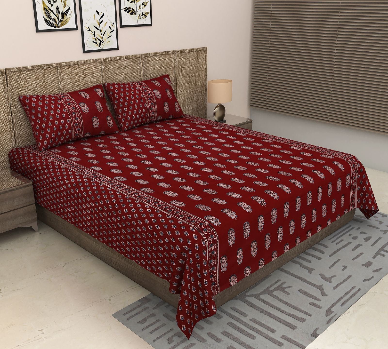 Anaya - Red Bedsheet (108x108 Inches)