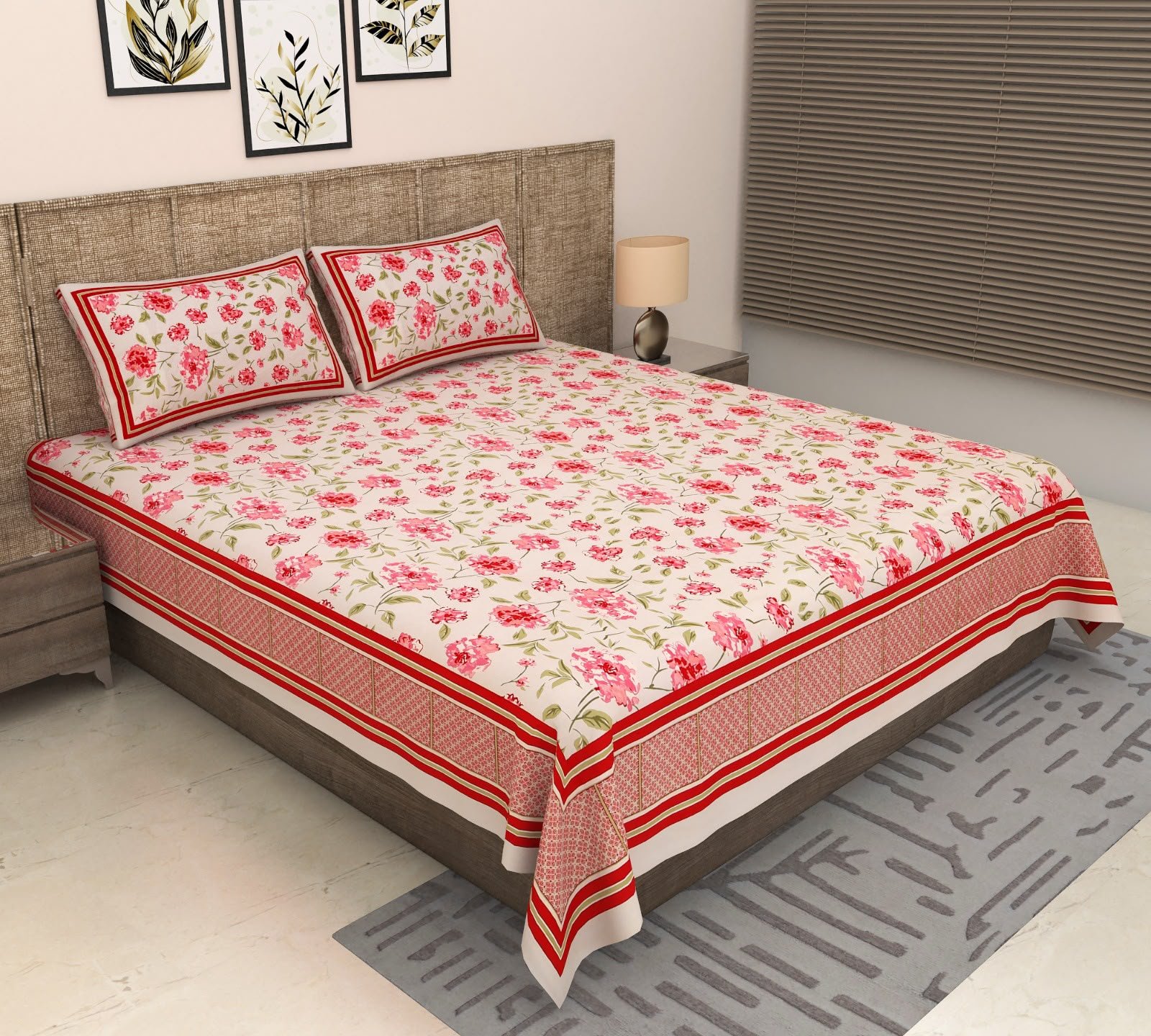 Heer - Pink Bedsheet (108x108 Inches)