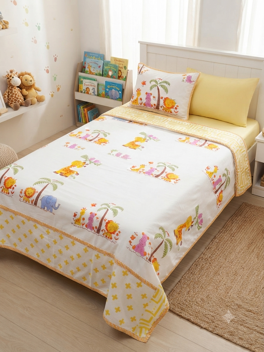 HAND BLOCK PRINTED REVERSIBLE MULMUL BABY DOHAR