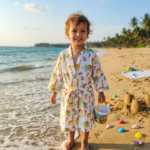 GREEN ELEPHANT HANDBLOCK PURE COTTON KIDS BATHROBE