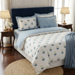 BLUSH BLUE PURE COTTON BEDSHEET-95X108 INCHES