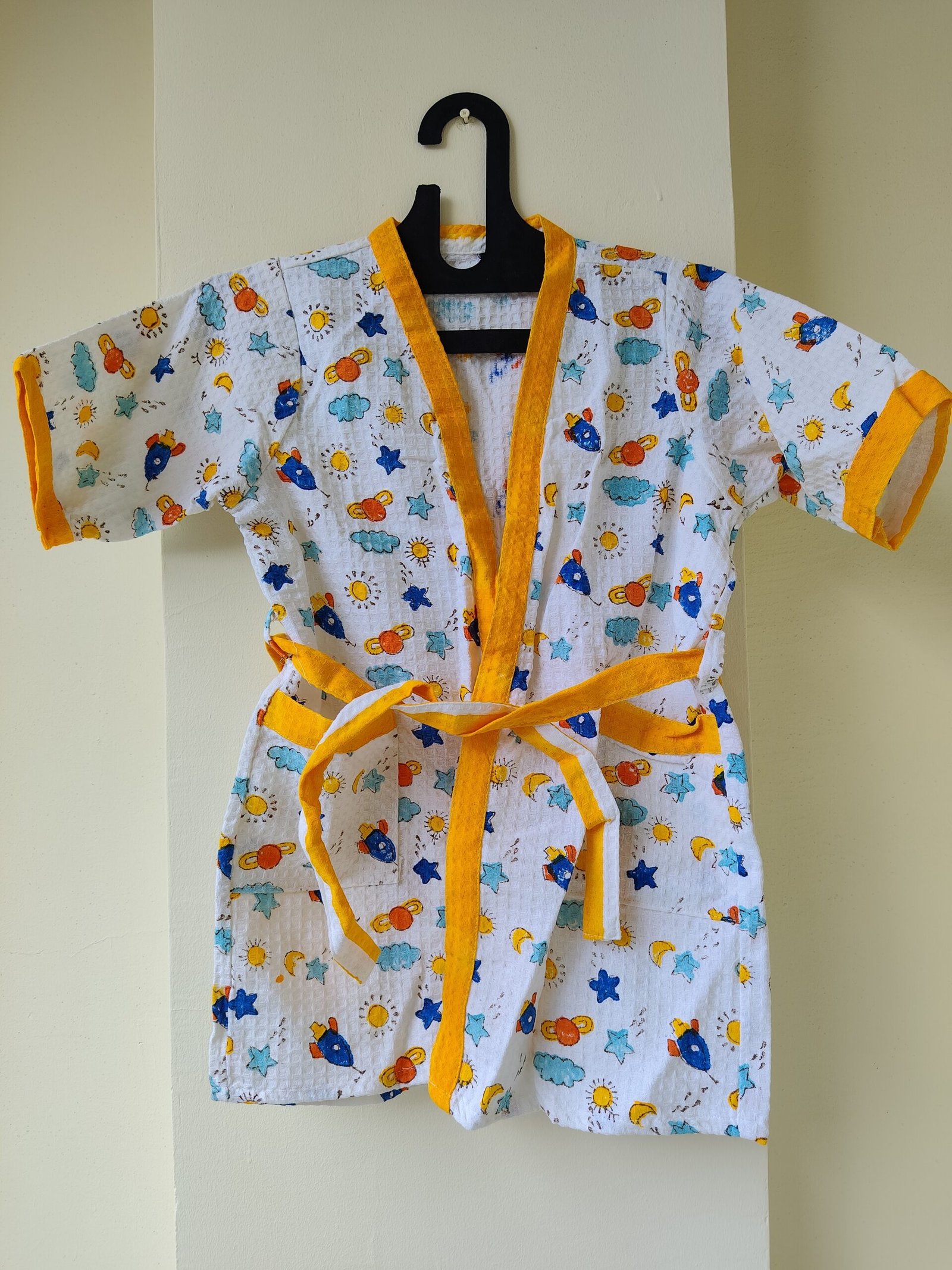 SPACE HANDBLOCK PURE COTTON KIDS BATHROBE - Image 3
