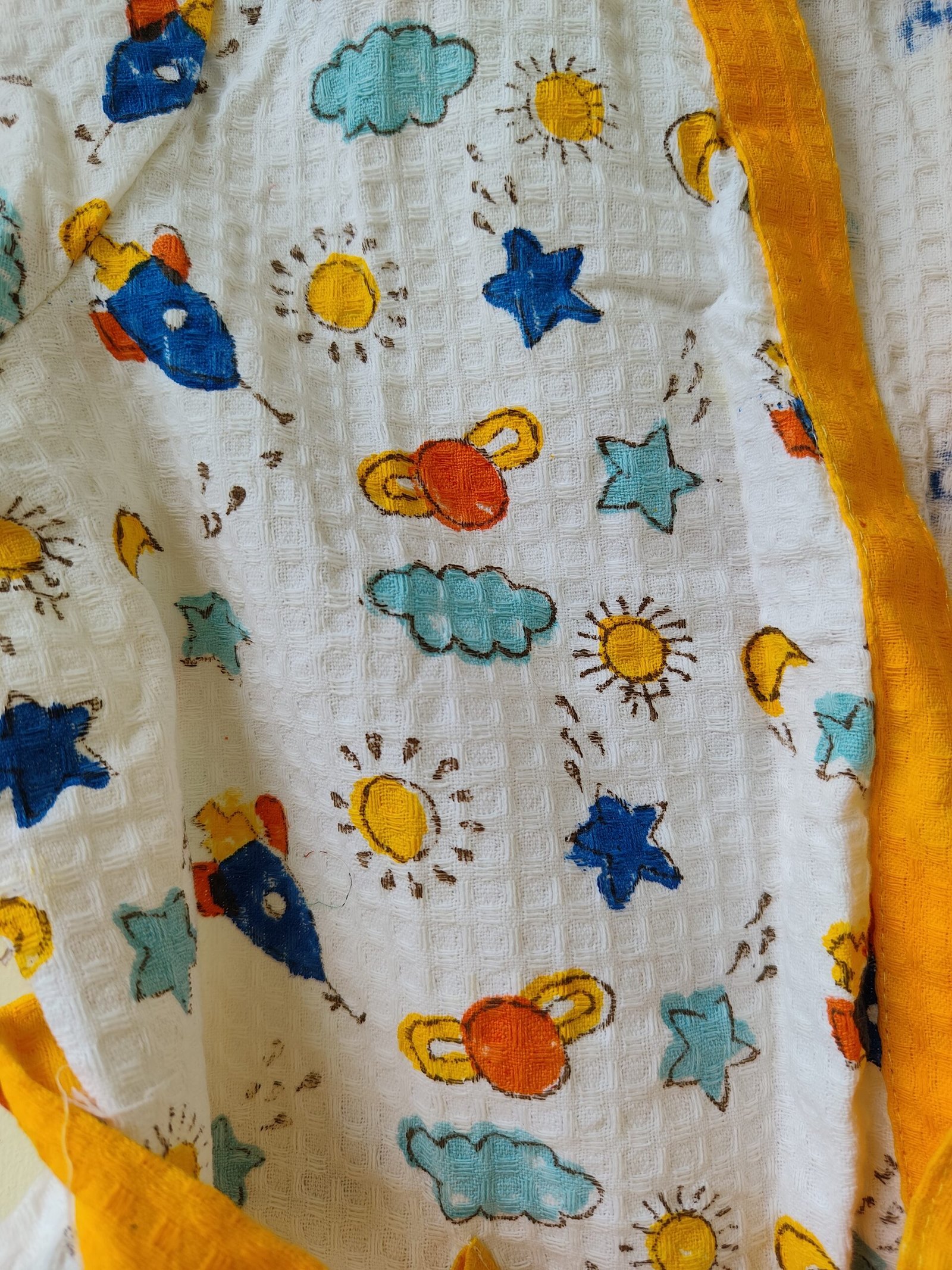 SPACE HANDBLOCK PURE COTTON KIDS BATHROBE - Image 4