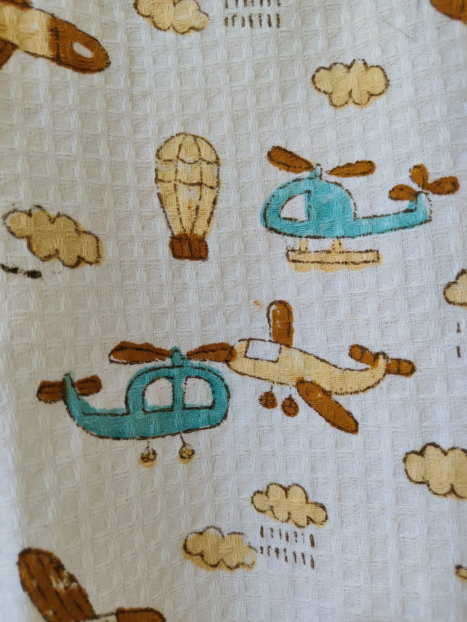 BROWN AEROPLANE HANDBLOCK PURE COTTON KIDS BATHROBE - Image 5