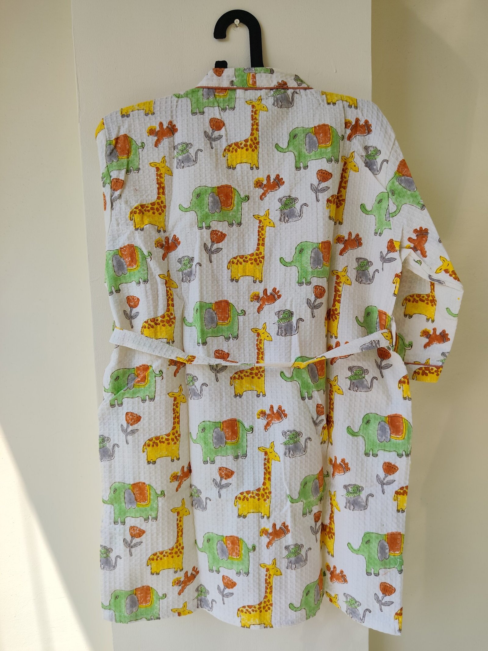 GREEN ELEPHANT HANDBLOCK PURE COTTON KIDS BATHROBE - Image 2