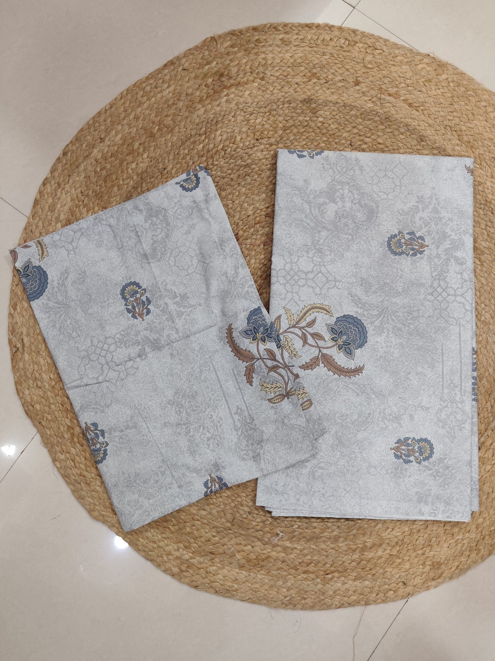 ANOKHI MYSTIC BLUE PURE COTTON BEDSHEET-95X108 INCHES - Image 2